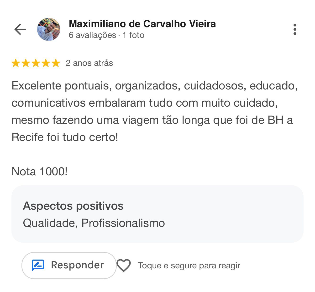 Avaliação Google 16